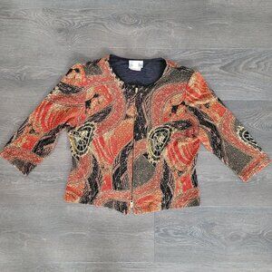 Joseph Ribkoff 14 Glam Zippered Vintage Waist Coat Metallic Polyester Acetate